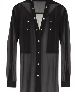 ( Nouvelle Collection ) Rick Owens 09 BLACK Chemise à Effet De Transparence Homme -Rick Owens Soldes 17909451 39246989 600