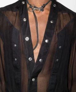 ( Nouvelle Collection ) Rick Owens 09 BLACK Chemise à Effet De Transparence Homme -Rick Owens Soldes 17909451 39248070 600