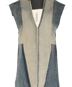 ( Nouvelle Collection ) Rick Owens Débardeur à Design Patchwork 1621 HUSTLER/NATURAL