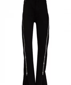 Rick Owens 09 BLACK Jean Slim à Détails De Zips Homme