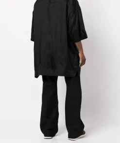 ( Nouvelle Collection ) Rick Owens 09 BLACK Chemise Oversize à Manches Courtes Homme -Rick Owens Soldes 17911133 39145880 600