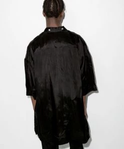 ( Nouvelle Collection ) Rick Owens 09 BLACK Chemise Oversize à Manches Courtes Homme -Rick Owens Soldes 17911133 39159041 600
