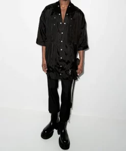 ( Nouvelle Collection ) Rick Owens 09 BLACK Chemise Oversize à Manches Courtes Homme -Rick Owens Soldes 17911133 39159053 600