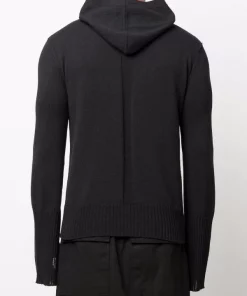 ( Nouvelle Collection ) Rick Owens Hoodie En Maille à Manches Fendues 09 NERO -Rick Owens Soldes 17914696 37782816 600