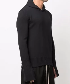 ( Nouvelle Collection ) Rick Owens Hoodie En Maille à Manches Fendues 09 NERO -Rick Owens Soldes 17914696 37785109 600