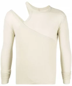 ( Nouvelle Collection ) Rick Owens T-shirt à Détails De Découpes 32 VANILLA