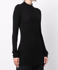 ( Nouvelle Collection ) Rick Owens 09 BLACK Pull Long En Maille Nervurée Femme -Rick Owens Soldes 17917025 38318666 600