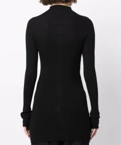 ( Nouvelle Collection ) Rick Owens 09 BLACK Pull Long En Maille Nervurée Femme -Rick Owens Soldes 17917025 38318674 600
