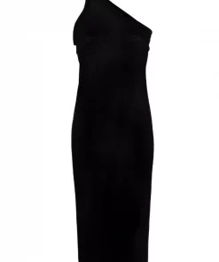 ( Nouvelle Collection ) Rick Owens Robe Nervurée à Design à Une épaule 09 BLACK
