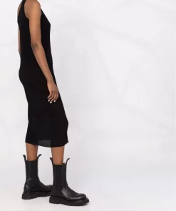 ( Nouvelle Collection ) Rick Owens Robe Nervurée à Design à Une épaule 09 BLACK -Rick Owens Soldes 17924254 37788043 600