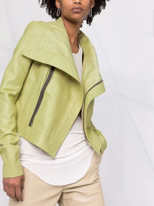 Rick Owens 32 VANILLA Veste De Moto En Cuir Femme 7 Rick Owens 32 VANILLA Veste De Moto En Cuir Femme – Image 5