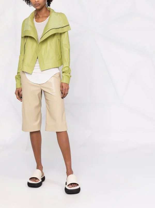 Rick Owens 32 VANILLA Veste De Moto En Cuir Femme 4 Rick Owens 32 VANILLA Veste De Moto En Cuir Femme – Image 2