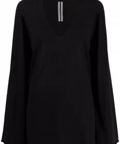 ( Nouvelle Collection ) Rick Owens Haut En Maille à Col V 09 BLACK