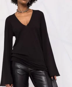 ( Nouvelle Collection ) Rick Owens Haut En Maille à Col V 09 BLACK -Rick Owens Soldes 17925518 37985909 600