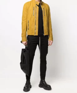 ( Nouvelle Collection ) Rick Owens 72 SULPHATE Veste En Cuir à Fermeture Zippée Homme -Rick Owens Soldes 17927052 37813733 600