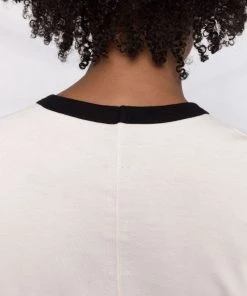 ( Nouvelle Collection ) Rick Owens 2109 NATURAL/BLACK T-shirt à Bords Contrastants Femme -Rick Owens Soldes 17929743 37822775 600