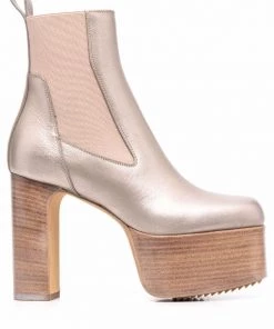 ( Nouvelle Collection ) Rick Owens Bottines Métallisées à Plateforme 150 Mm Femme