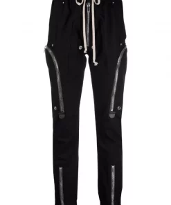 ( Nouvelle Collection ) Rick Owens 09 BLACK Pantalon Slim à Zips Femme