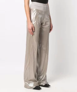 ( Nouvelle Collection ) Rick Owens Pantalon évasé à Fini Brillant Femme -Rick Owens Soldes 17936534 37824482 600
