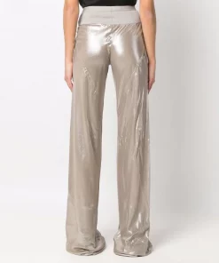 ( Nouvelle Collection ) Rick Owens Pantalon évasé à Fini Brillant Femme -Rick Owens Soldes 17936534 37824483 600