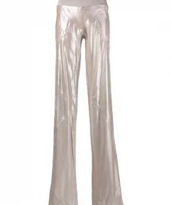 ( Nouvelle Collection ) Rick Owens Pantalon évasé à Fini Brillant Femme