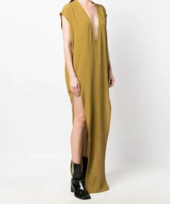 ( Nouvelle Collection ) Rick Owens Robe Longue Arrowhead à Col Plongeant 72 SULPHATE -Rick Owens Soldes 17945235 38020078 600