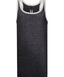( Nouvelle Collection ) Rick Owens 0921 BLACK/NATURAL Débardeur à Bords Contrastants Homme