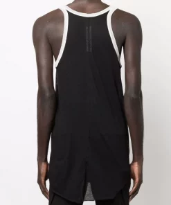 ( Nouvelle Collection ) Rick Owens 0921 BLACK/NATURAL Débardeur à Bords Contrastants Homme -Rick Owens Soldes 17945236 37950744 600