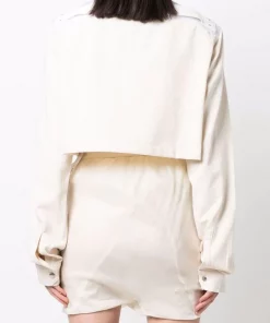 ( Nouvelle Collection ) Rick Owens Veste Crop à Empiècements Contrastants 21110 NATURAL/CHALK WHITE -Rick Owens Soldes 17945237 38050040 600