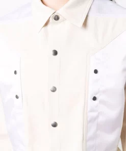 ( Nouvelle Collection ) Rick Owens Veste Crop à Empiècements Contrastants 21110 NATURAL/CHALK WHITE -Rick Owens Soldes 17945237 38050053 600