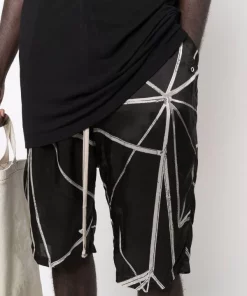 ( Nouvelle Collection ) Rick Owens Bermuda à Logo Imprimé Homme -Rick Owens Soldes 17947182 38038229 600