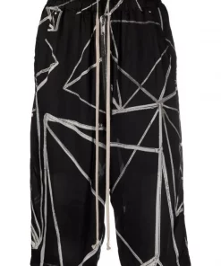 ( Nouvelle Collection ) Rick Owens Bermuda à Logo Imprimé Homme