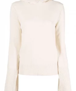 ( Nouvelle Collection ) Rick Owens 21 NATURAL Hoodie à Bords Nervurés Femme