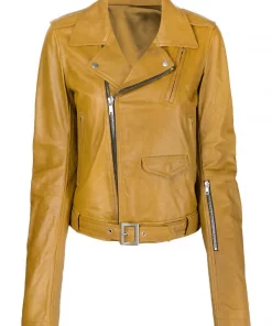 ( Nouvelle Collection ) Rick Owens Veste De Moto En Cuir GREEN