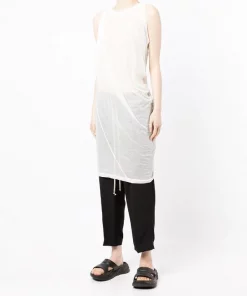 ( Nouvelle Collection ) Rick Owens WHITE Débardeur Anthem à Coupe Mi-longue Femme -Rick Owens Soldes 17953037 38135635 600