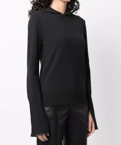 ( Nouvelle Collection ) Rick Owens Hoodie à Bords Nervurés 09 BLACK -Rick Owens Soldes 17953079 37920860 600