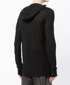 ( Nouvelle Collection ) Rick Owens Pull En Maille Fine à Capuche BLACK -Rick Owens Soldes 17956391 38332368 600