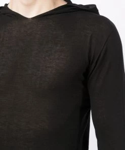 ( Nouvelle Collection ) Rick Owens Pull En Maille Fine à Capuche BLACK -Rick Owens Soldes 17956391 38333227 600