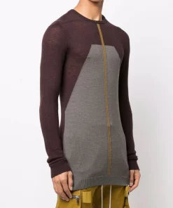 ( Nouvelle Collection ) Rick Owens 643472 OXBLOOD/DUST/SUPHATE Pull à Imprimé Colour Block Homme -Rick Owens Soldes 17957658 37996290 600