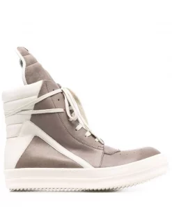 ( Nouvelle Collection ) Rick Owens Fango+latte Baskets Montantes à Lacets Homme