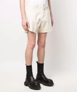 ( Nouvelle Collection ) Rick Owens 21 NATURAL Short En Jean à Bords Frangés Homme -Rick Owens Soldes 17958771 38315780 600