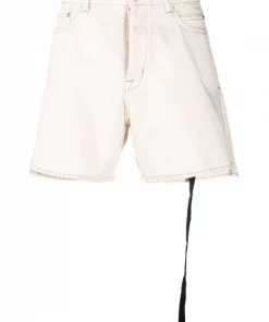( Nouvelle Collection ) Rick Owens 21 NATURAL Short En Jean à Bords Frangés Homme