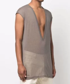 ( Nouvelle Collection ) Rick Owens 34 DUST T-shirt Transparent à Col V Profond Homme -Rick Owens Soldes 17961156 38039326 600
