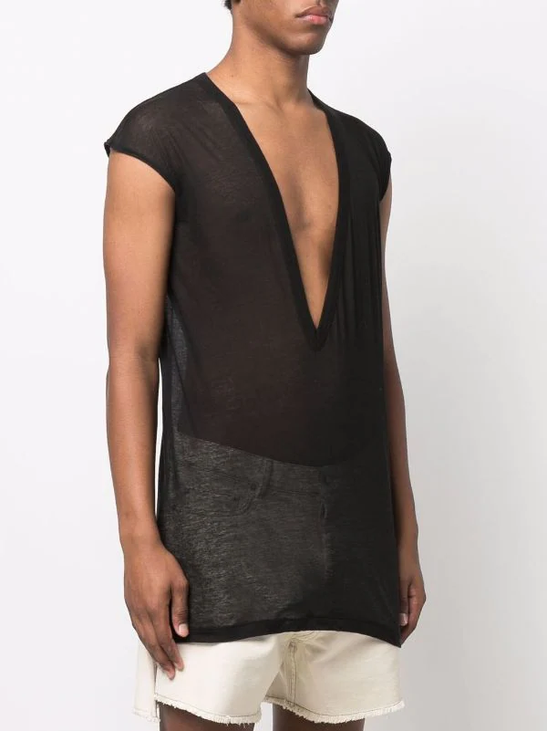 ( Nouvelle Collection ) Rick Owens T-shirt Transparent à Col V Profond 09 BLACK 5 ( Nouvelle Collection ) Rick Owens T-shirt Transparent à Col V Profond 09 BLACK – Image 3