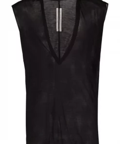 ( Nouvelle Collection ) Rick Owens T-shirt Transparent à Col V Profond 09 BLACK