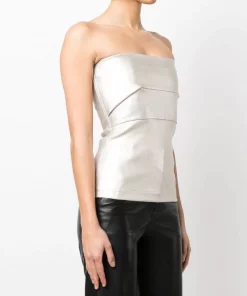 ( Nouvelle Collection ) Rick Owens Haut-bustier Fogachine à Effet Enduit 98 WARM SILVER -Rick Owens Soldes 17968554 38096700 600