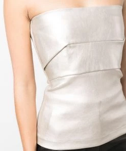 ( Nouvelle Collection ) Rick Owens Haut-bustier Fogachine à Effet Enduit 98 WARM SILVER -Rick Owens Soldes 17968554 38096701 600