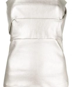 ( Nouvelle Collection ) Rick Owens Haut-bustier Fogachine à Effet Enduit 98 WARM SILVER