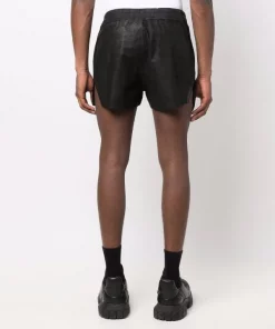 ( Nouvelle Collection ) Rick Owens 09 BLACK Short Fog à Taille à Lien De Resserrage Homme -Rick Owens Soldes 17969826 38819210 600