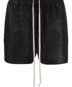 ( Nouvelle Collection ) Rick Owens 09 BLACK Short Fog à Taille à Lien De Resserrage Homme
